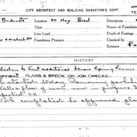 Building Inspectors Card: 90 Hay Street. Application to erect additional banana ripening rooms 1st 