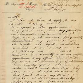 Memorandum: H.H. Browne requesting six weeks leave of absence from his duties in the department of 