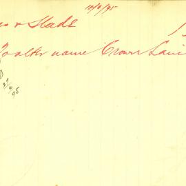 Letter: James and Slade, Public Accountants, asking that the name of Crown Lane Ultimo be changed 