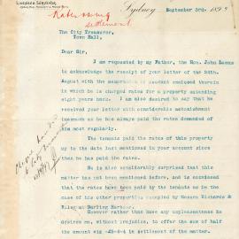 Letter: J.H. Lucas, Licensed Surveyor, 6 Castlereagh St, offers on behalf of his father John Lucas 