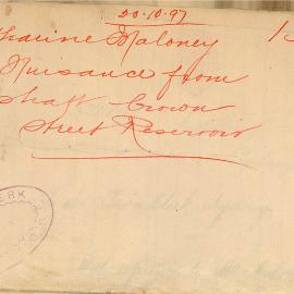 Letter  - Complaint about the chimney at the Crown Street Reservoir, 1897