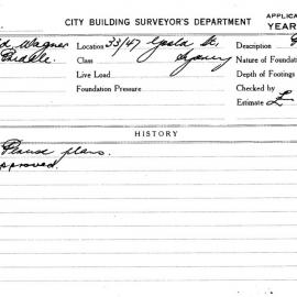 Building Inspectors Card: 33/47 Goold St, Sydney. Peruse plans. 1 Card. 