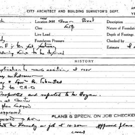 Building Inspectors Card: Rear 255 Crown Street. Shop. Application to make additions to rear. 2 