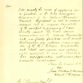 Letter: Roland P Morgan, asking for a position on the City Council in the City Surveyor's 