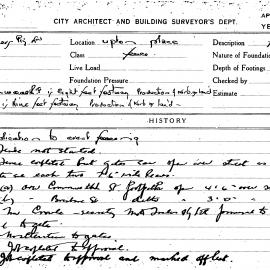 Building Inspectors Card: Upton Place. Fence. Application to erect fencing. 1 card.