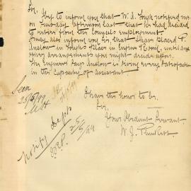 Letter: W. J. Plunkert. Resignation of W. A. Fryn.