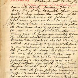 Letter: J Hawley 2 Little Macleay St Darlinghurst, advising that because of the steepness of the 