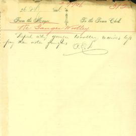 Memorandum: The Mayor requesting Mr Lee to report on Ganger Woolley; report attached.