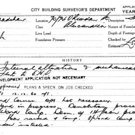 Building Inspectors Card: 70/74 O'Riordan St, Alexandria. Internal alterations & mechanical 
