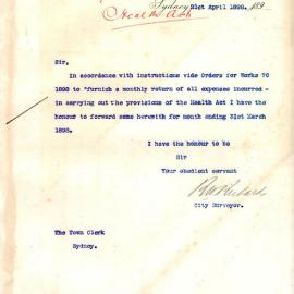 Memorandum: R. W. Richards, City Surveyor, forwarding a return of expenses incurred in carrying out the 