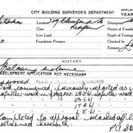 Building Inspectors Card: 329 Cleveland St, Redfern. Balcony enclosure, Development application not 