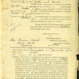 Letter: Department of Lands Special Lease form for City Council re Johnstone Bay Pyrmont for a 