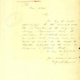 Letter: McJannett & Hammond, 28 Fitzroy Avenue, Balmain to the Town Clerk requesting permission to 