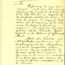 Letter: Mrs J. Gillespie and Miss A. Caraher, 59 Darlinghurst Road, Sydney to the City Treasurer 