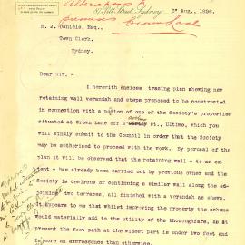 Letter: Secretary, Australian Mutual Provident Society, 87 Pitt Street, Sydney to the Town Clerk 