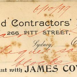 Letter: James Cowan from the Builders and Contractors' Association forwards a cheque and details of 