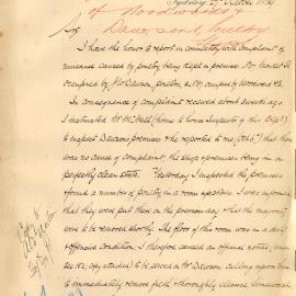 Letter - Complaint about poultry kept inside in premises on Market Street Sydney, 1899