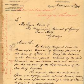 Letter: Phippard Bros requesting payment of retention money in respect of contract for the erection 