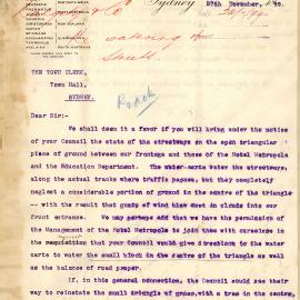Letter - Complaint about dust near Hotel Metropole and Dalgety & Co, 1899