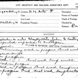Building Inspectors Card: 33-39 Hunter St. Application to instal exhaust ventilation system to 