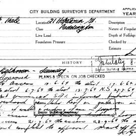 Building Inspectors Card: 21 Hopetoun Street, Paddington. Bathroom - laundry. 1 card.
