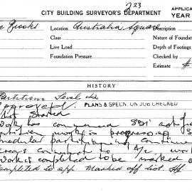 Building Inspectors Card: Australia Square. Partitions level 42. 1 card.