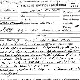 Building Inspectors Card: 268-276 Kent Street Sydney. NRMA Head Office. New building Stage 11. 3 