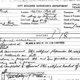 Building Inspectors Card: 168/174 Pitt Street, Sydney. Shop 38, Imperial Arcade. Internal 
