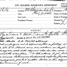Building Inspectors Card -  Alterations and additions, 122 Abercrombie Street, Chippendale,  1963-1964