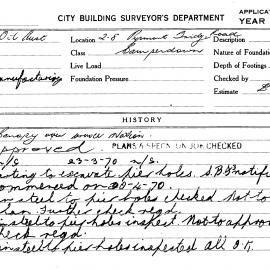 Building Inspectors Card: 2/8 Pyrmont Bridge Road, Camperdown. Mobil Oil Australia. Canopy over 