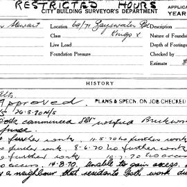 Building Inspectors Card: 69-71 Bayswater Rd Kings Cross. Alterations. 1 card. 