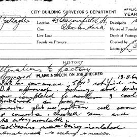 Building Inspectors Card - Alteration to factory, 43 Beaconsfield Street Alexandria, 1964