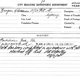 Building Inspectors Card: 51/57 Pitt Street, Sydney. Partitions, ground floor. 1 card.