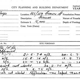 Building Inspectors Card: 355/359 Crown Street, Darlinghurst. Alterations, 1st floor. 1 card.