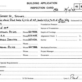 Building Inspectors Card: 145 - 157 George Street, Sydney - Retail and office interior Fit out 