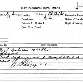 Building Inspectors Card: 174 - 176 Phillip Street. Erect partitions 10th floor