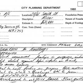 Building Inspectors Card: 39 - 41 Smith Street. Additions to dwellings