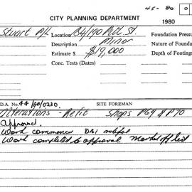 Building Inspectors Card: 184/190 Pitt Street. Minor. Alterations - refit shops P69 & P70