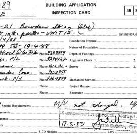 Building Inspectors Card: 17 - 21 Bowden Street, Alexandria - Erect internal Partitions - Unit 15, 