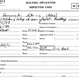 Building Inspectors Card: 93 Renwick Street, Alexandria - Erect new kitchen and laundry at rear of 