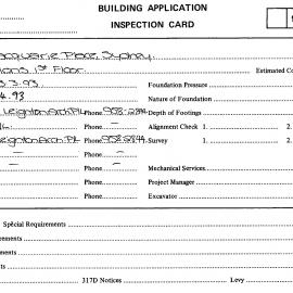 Building Inspectors Card: 7 - 15 Macquarie Place, Sydney - Partitions 1st floor, 1993