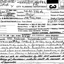 Building Inspectors Card: 26/40 Pitt Street - Erect 555 bedroom International Hotel - Application 
