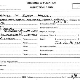 Building Inspectors Card: 6 - 18 Poplar Street, Surry Hills - Erect partitions adjust openings Fit 