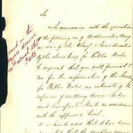 Letter - John Rae, requesting information on the cost of cutting down Forbes and Liverpool Streets Darlinghurst, 1863-1864