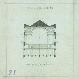 Plan - Elevation of organ recess, Sydney Town Hall, no date
