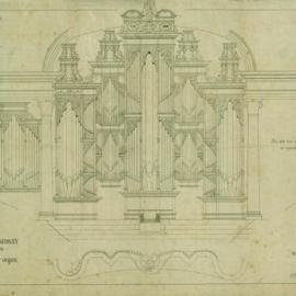 Plan - Design for Grand Organ Case, (No.18C), Sydney Town Hall, 1886