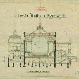 Plan - Sydney Town hall - Lighting and ventilation - Transverse section (No.5, No.35A), no date