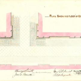 Plan - Sydney Town Hall - Floor plan of corridor with details of tiles, 1878