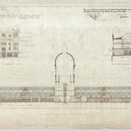 Plan (linen) - Queen Victoria Building (QVB) - Longitudinal and cross sections, 1917