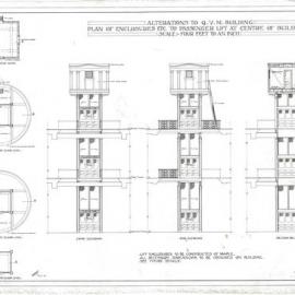 Plan (tracing) - Queen Victoria Building (QVB) - Enclosures for passenger lift, 1918